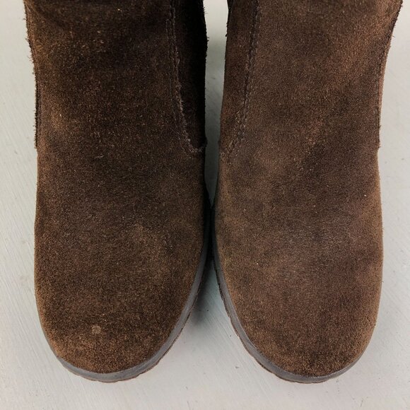 Strictly Comfort Women's Size 8M Brown Suede Side Zip High Heel Ankle Booties - Picture 5 of 14